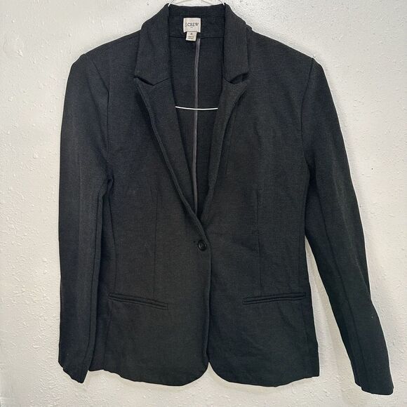 J.Crew Women's Size 4 Charcoal Gray Ponte Knit Work Blazer One Button Stretch - Picture 1 of 12